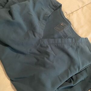 Figs Teal V-Neck Scrub Top